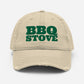 BBQ Stove Distressed Dad Hat in Khaki