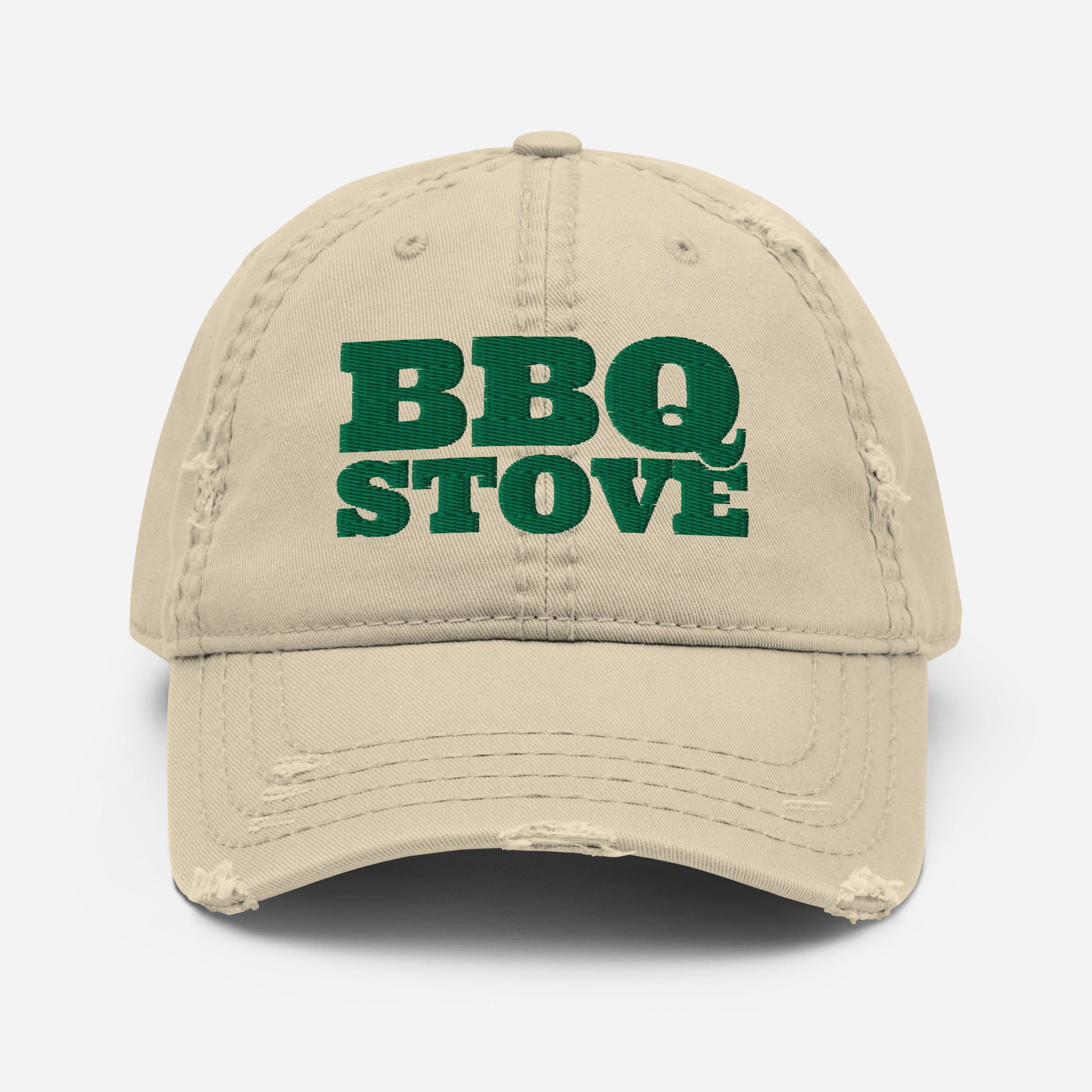 BBQ Stove Distressed Dad Hat in Khaki